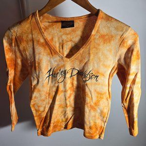 Harley Davidson 1999 90s 3/4 Sleeve Tie Dye Shirt Women's Size Small